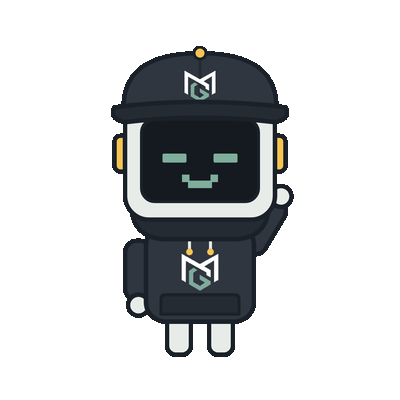 Emji, the Musidev Games robot, waving